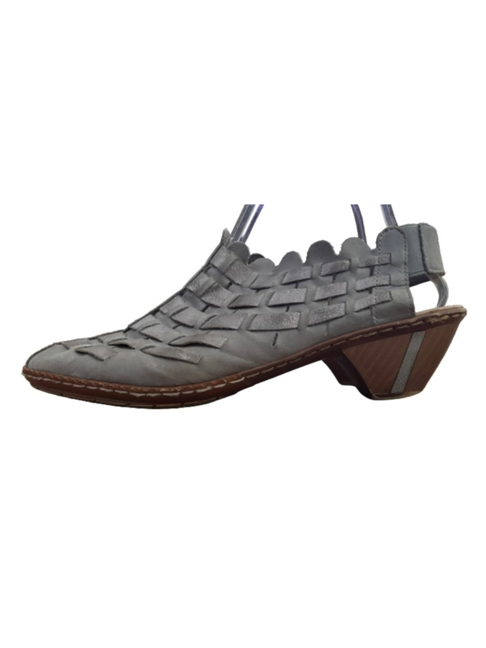 Rieker Sina Antistress Blu/Gry woven Lthr slngbk shoes SZ 9 lagenlook comfort - Picture 3 of 8